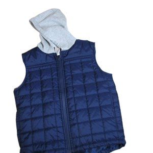Gymboree Puffy Vest Blue Gray Hood Full Zip Boy's Size Small 5-6